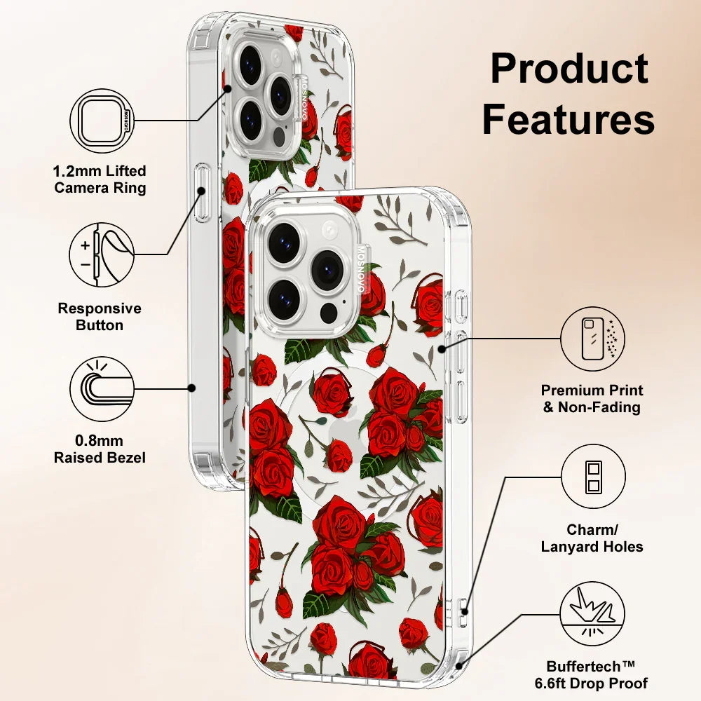 Roses Phone Case - iPhone 15 Pro Max Case Clear With MagSafe