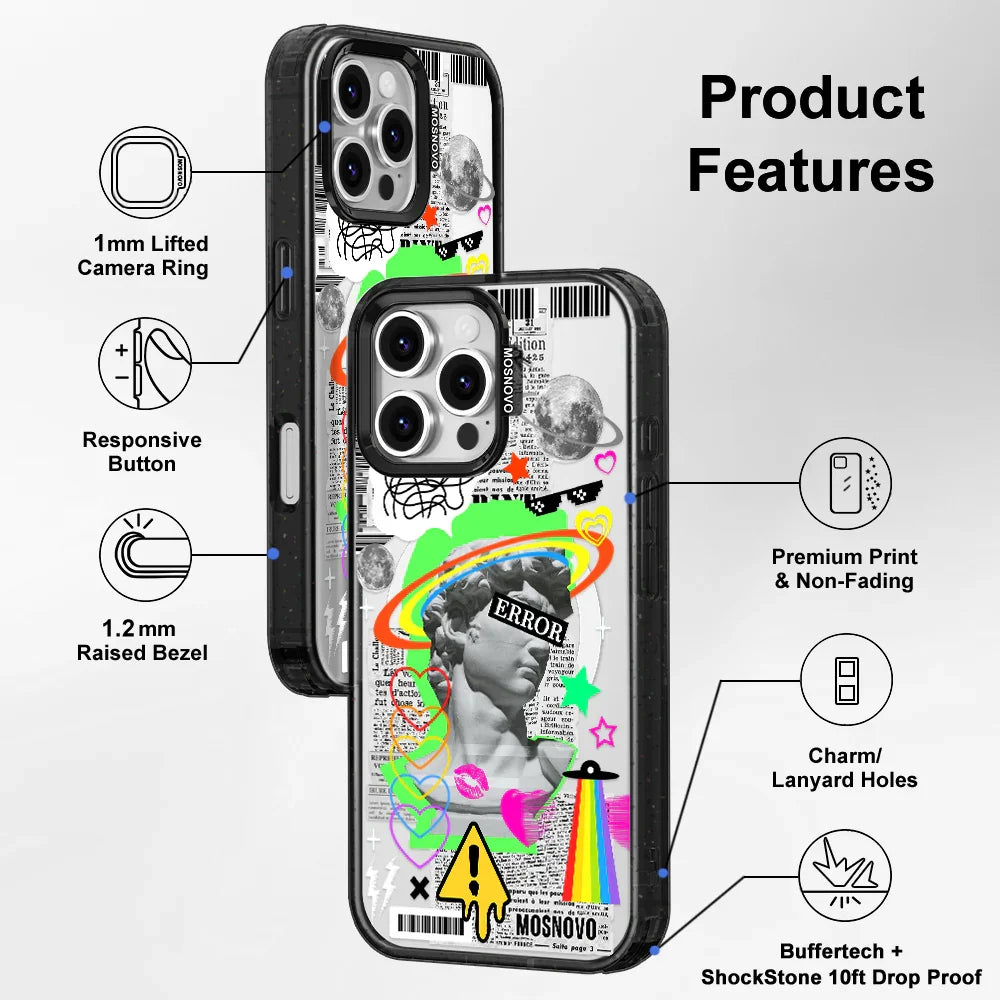 Error Statue Art Phone Case - iPhone 16 Pro Max Case Clear Black ShockStone With MagSafe