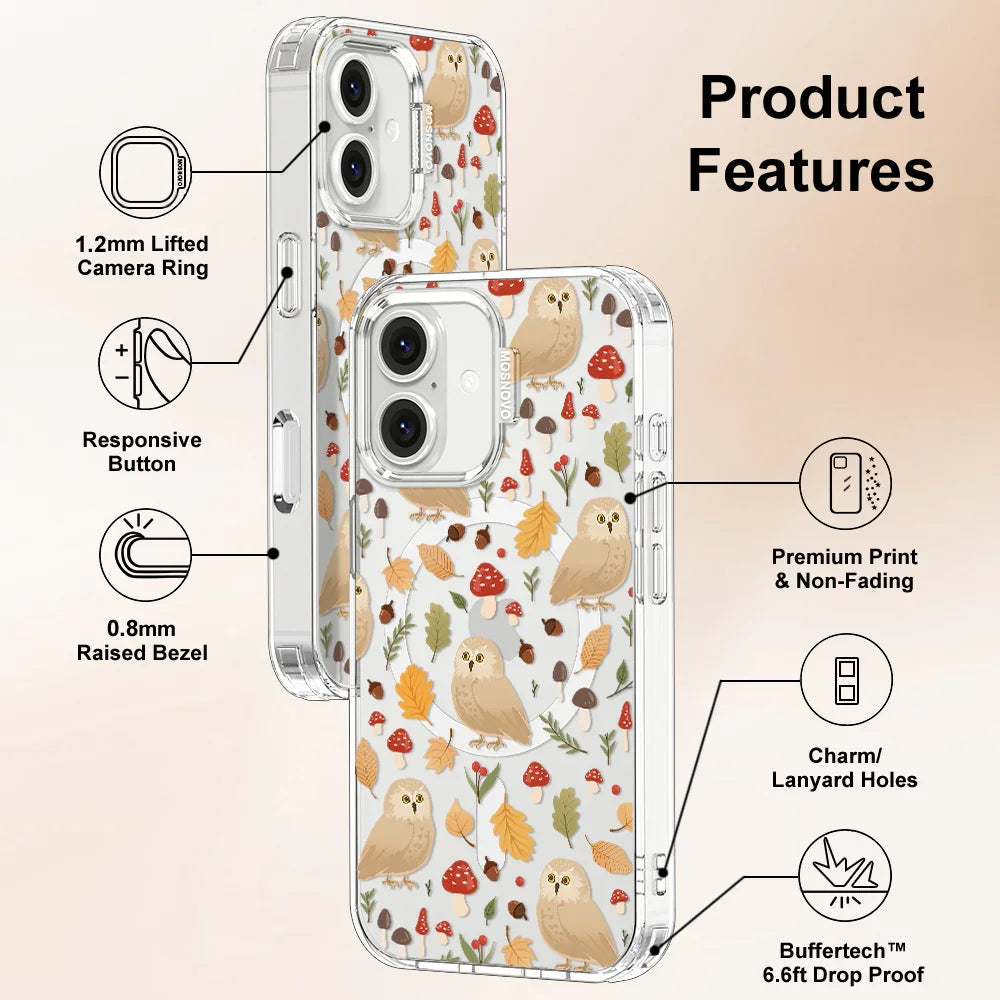 Autumn Owl Phone Case - iPhone 16 Plus Case Clear With MagSafe