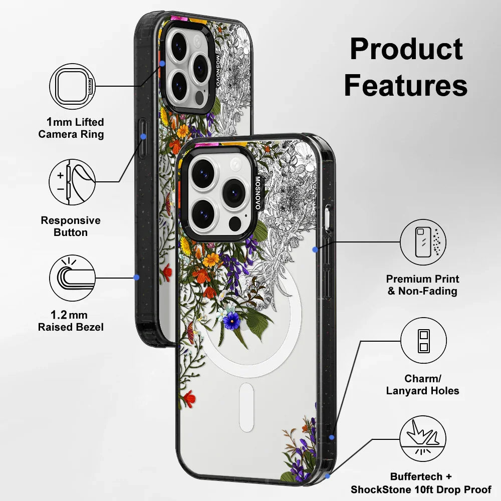 Spring Meadow Phone Case - iPhone 13 Pro Case Clear Black ShockStone With MagSafe