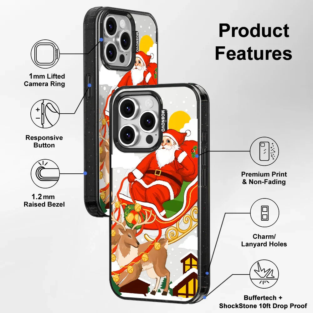Santa Claus Phone Case - iPhone 16 Pro Case Clear Black ShockStone With MagSafe