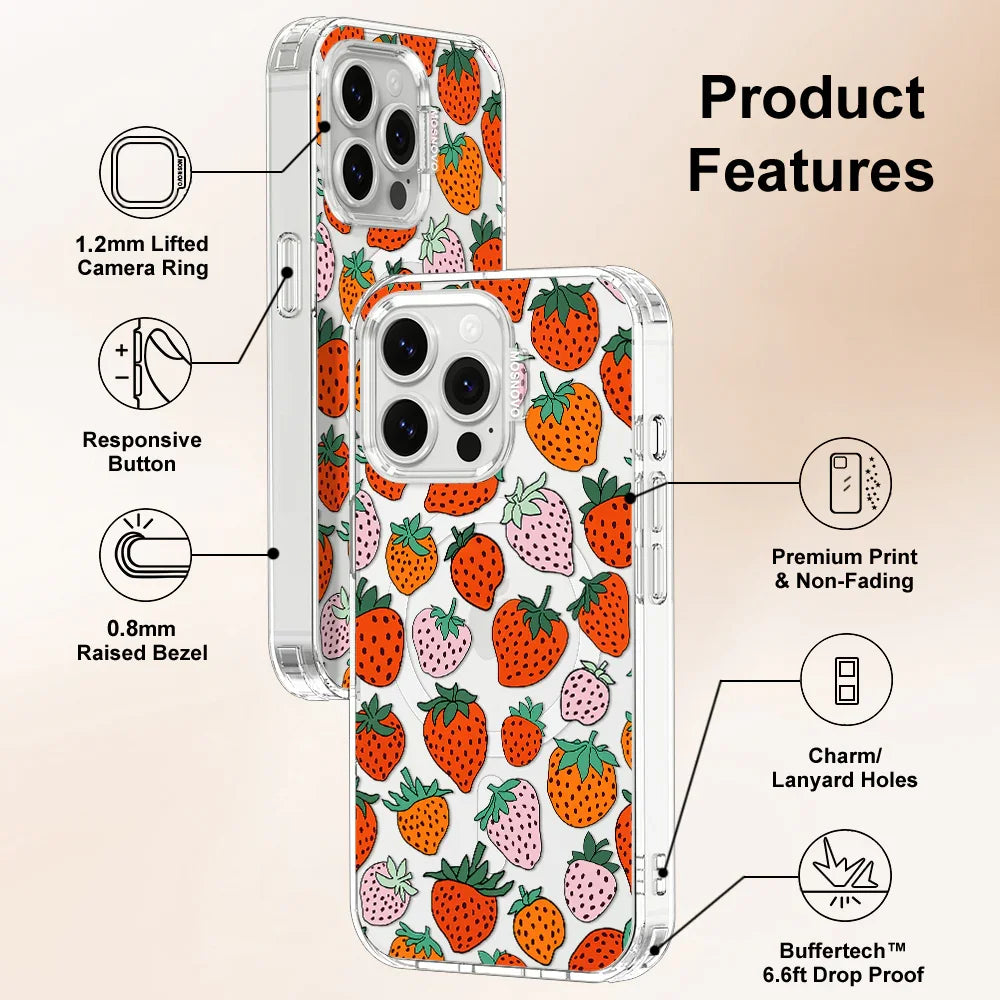 Cute Strawberry Phone Case - iPhone 13 Pro Case Clear With MagSafe