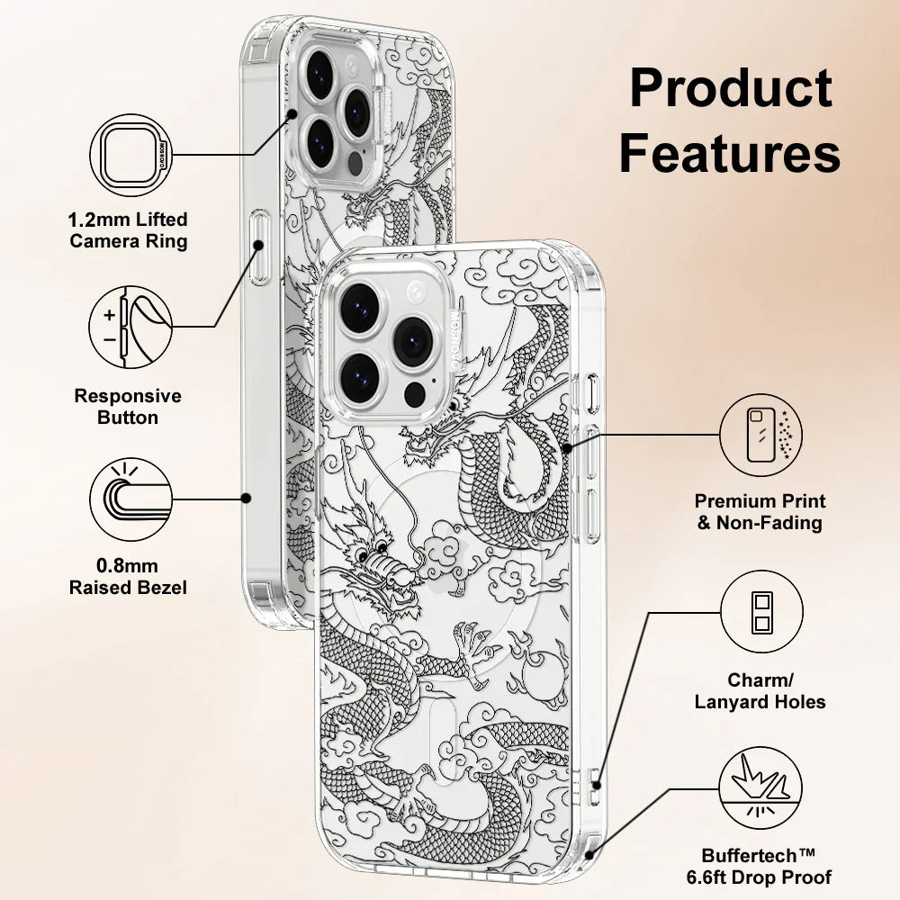 Black Dragon Phone Case - iPhone 13 Pro Max Case Clear With MagSafe