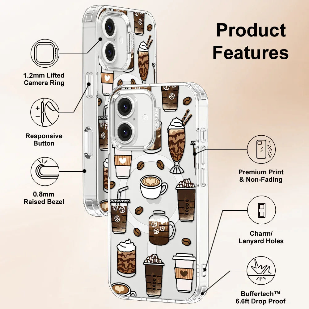 Coffee Phone Case - iPhone 16 Case Clear With MagSafe