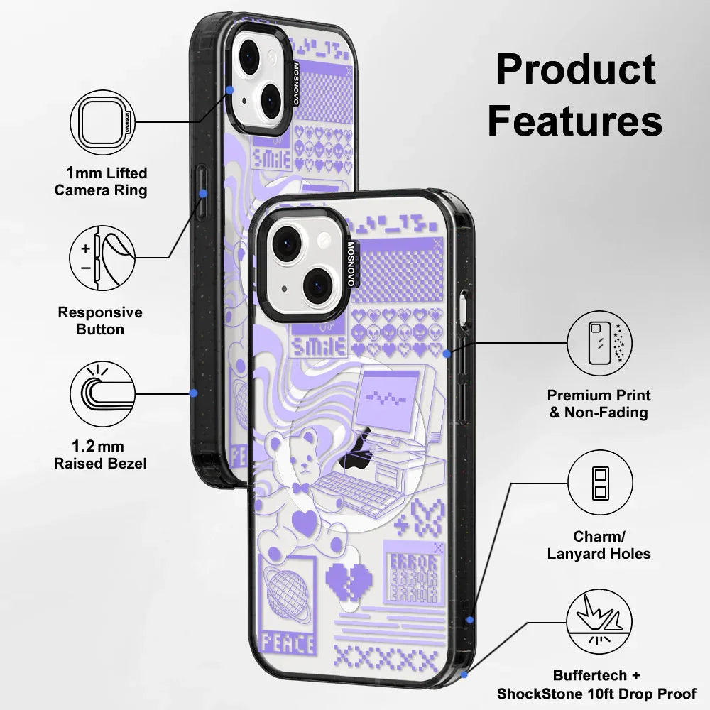 Y2K Aesthetic Phone Case - iPhone 14 Case Clear Black ShockStone With MagSafe