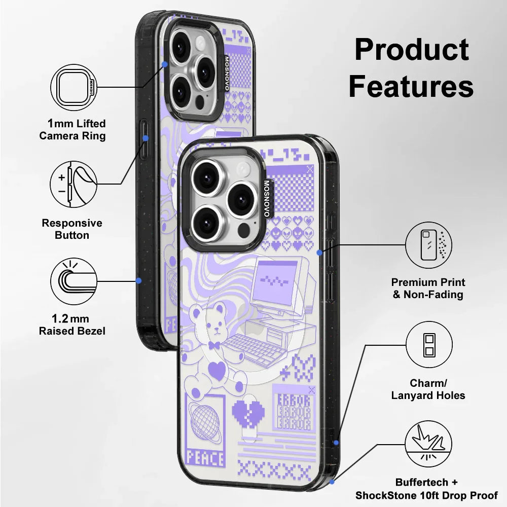 Y2K Aesthetic Phone Case - iPhone 15 Pro Case Clear Black ShockStone With MagSafe