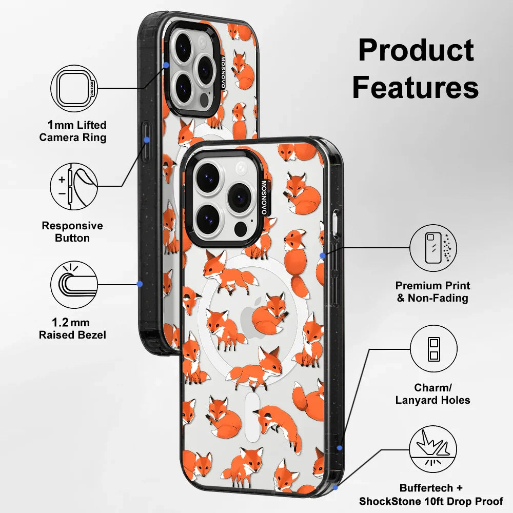 Fox Phone Case - iPhone 13 Pro Case Clear Black ShockStone With MagSafe