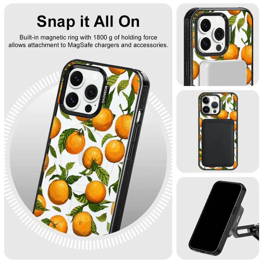 Tangerine Phone Case - iPhone 14 Pro Max Case Clear Black ShockStone With MagSafe