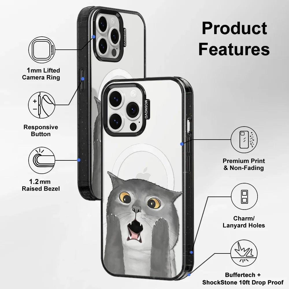 OMG Cat Phone Case - iPhone 13 Pro Max Case Clear Black ShockStone With MagSafe