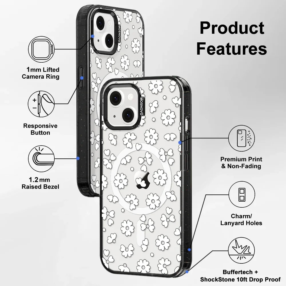 Floret Phone Case - iPhone 13 Case Clear Black ShockStone With MagSafe