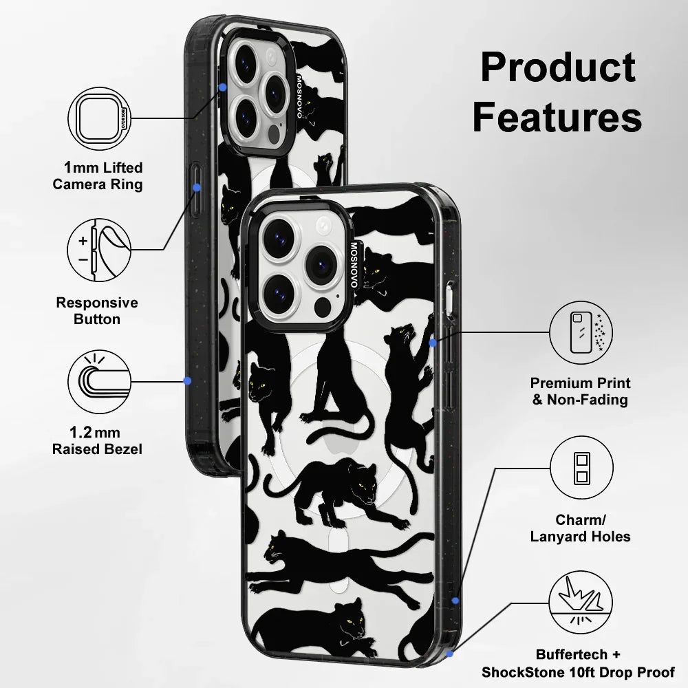 Black Panther Phone Case - iPhone 13 Pro Case Clear Black ShockStone With MagSafe