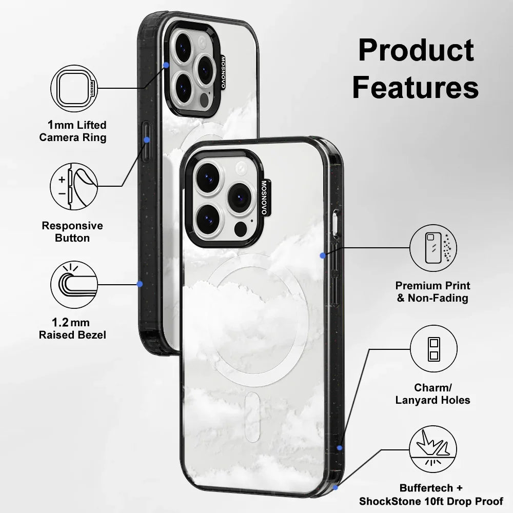 Cloud Phone Case - iPhone 13 Pro Case Clear Black ShockStone With MagSafe