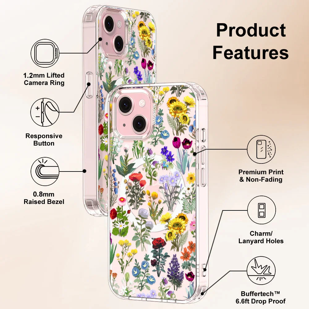 Wildflowers Phone Case - iPhone 15 Plus Case Clear With MagSafe