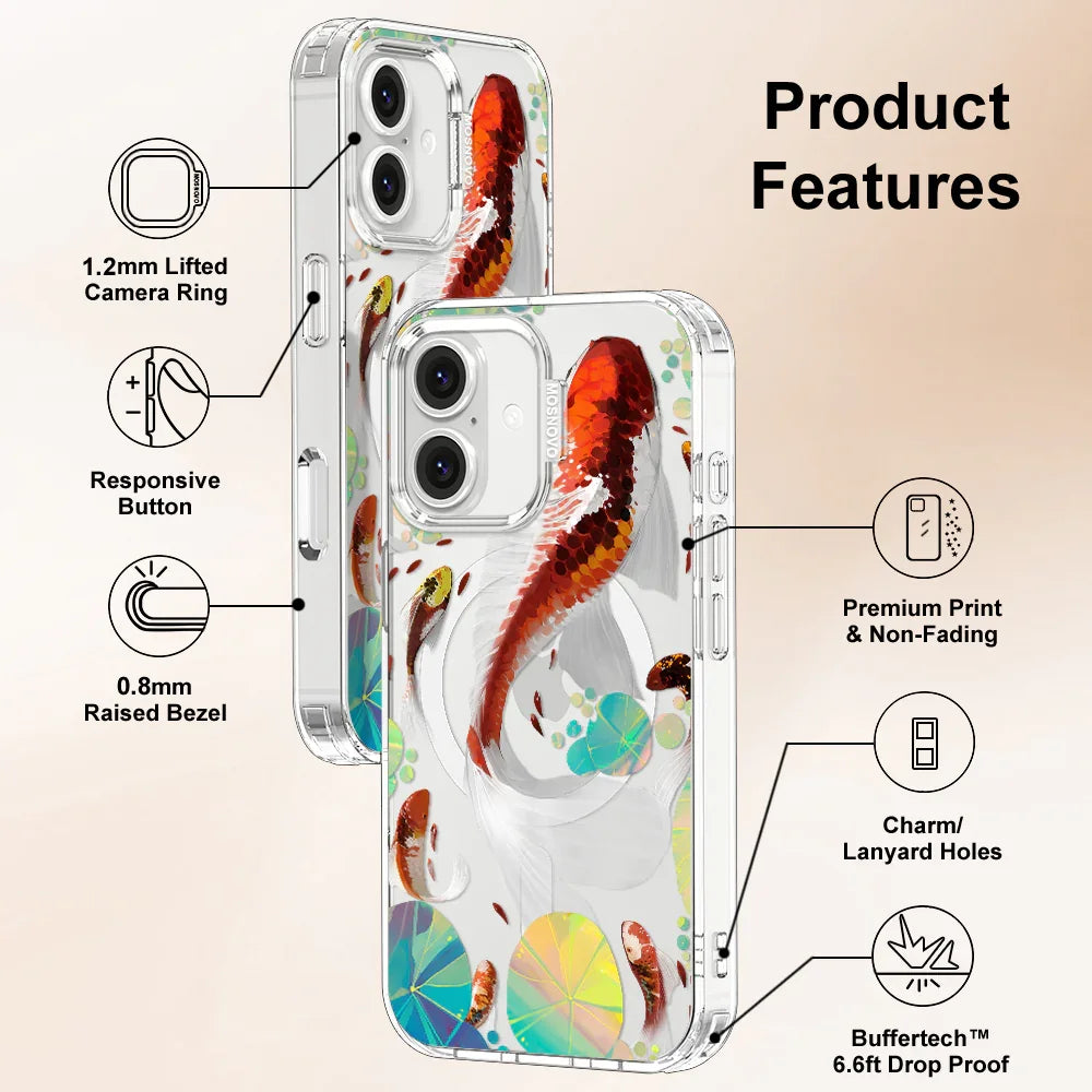 Koi Art Phone Case - iPhone 16 Case Clear With MagSafe