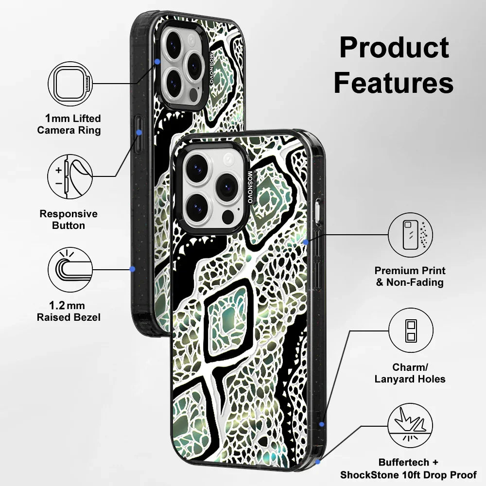Jade Snake Phone Case - iPhone 13 Pro Case Clear Black ShockStone With MagSafe