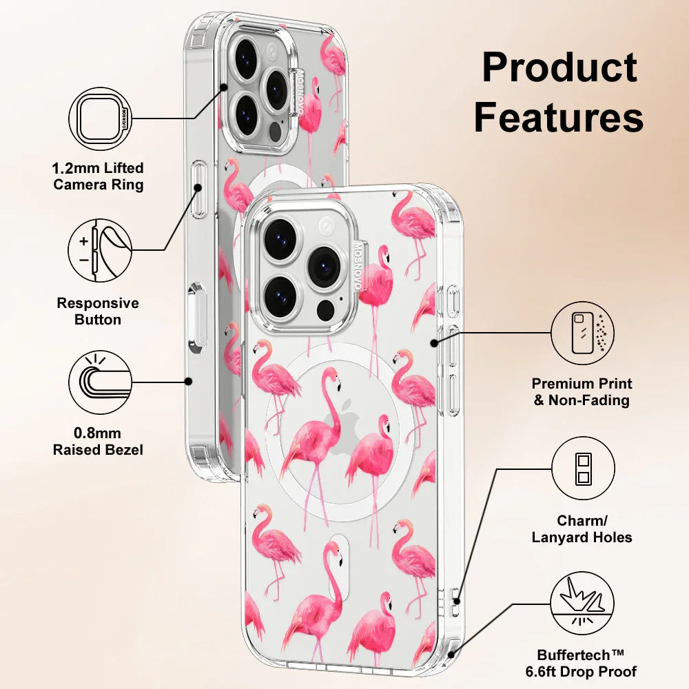 Flamingo Phone Case - iPhone 16 Pro Case Clear With MagSafe