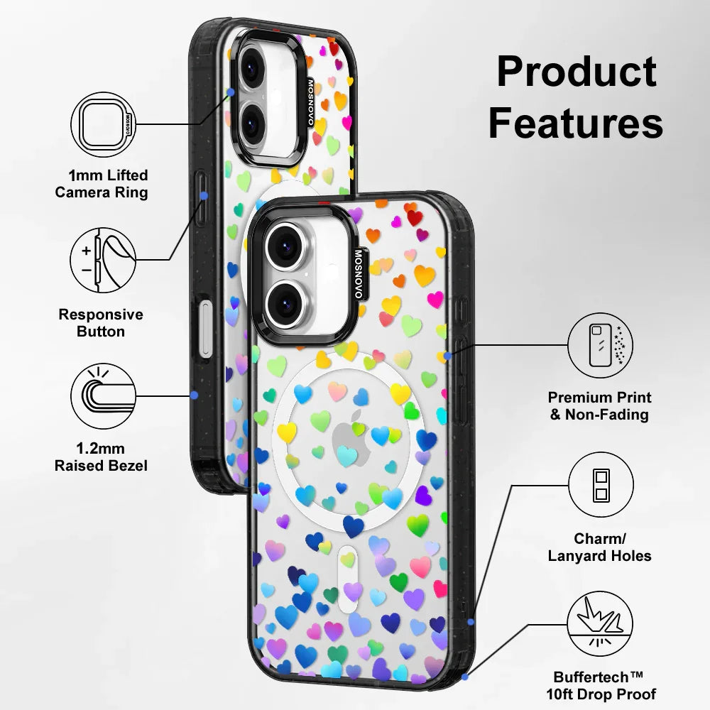 Love is Love Phone Case - iPhone 16 Plus Case Clear Black ShockStone With MagSafe