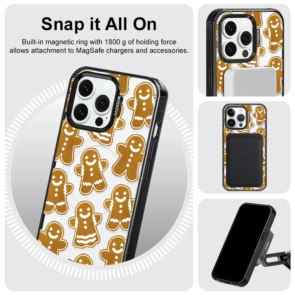 Ginger Breadman Phone Case - iPhone 14 Pro Max Case Clear Black ShockStone With MagSafe