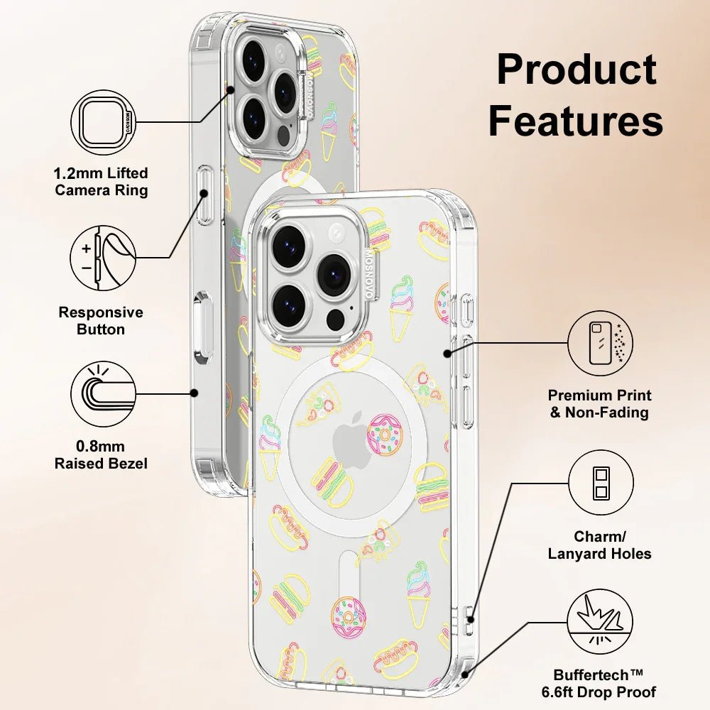 Neon Junk Food Phone Case - iPhone 16 Pro Case Clear With MagSafe