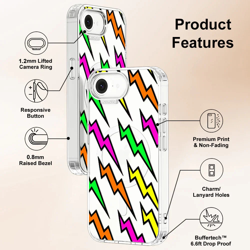 Colorful Lightning Phone Case - iPhone 16e Case Clear With MagSafe