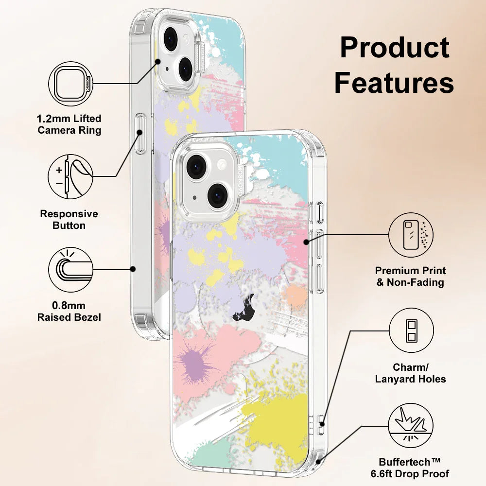 Splash Paint Phone Case - iPhone 14 Plus Case Clear With MagSafe