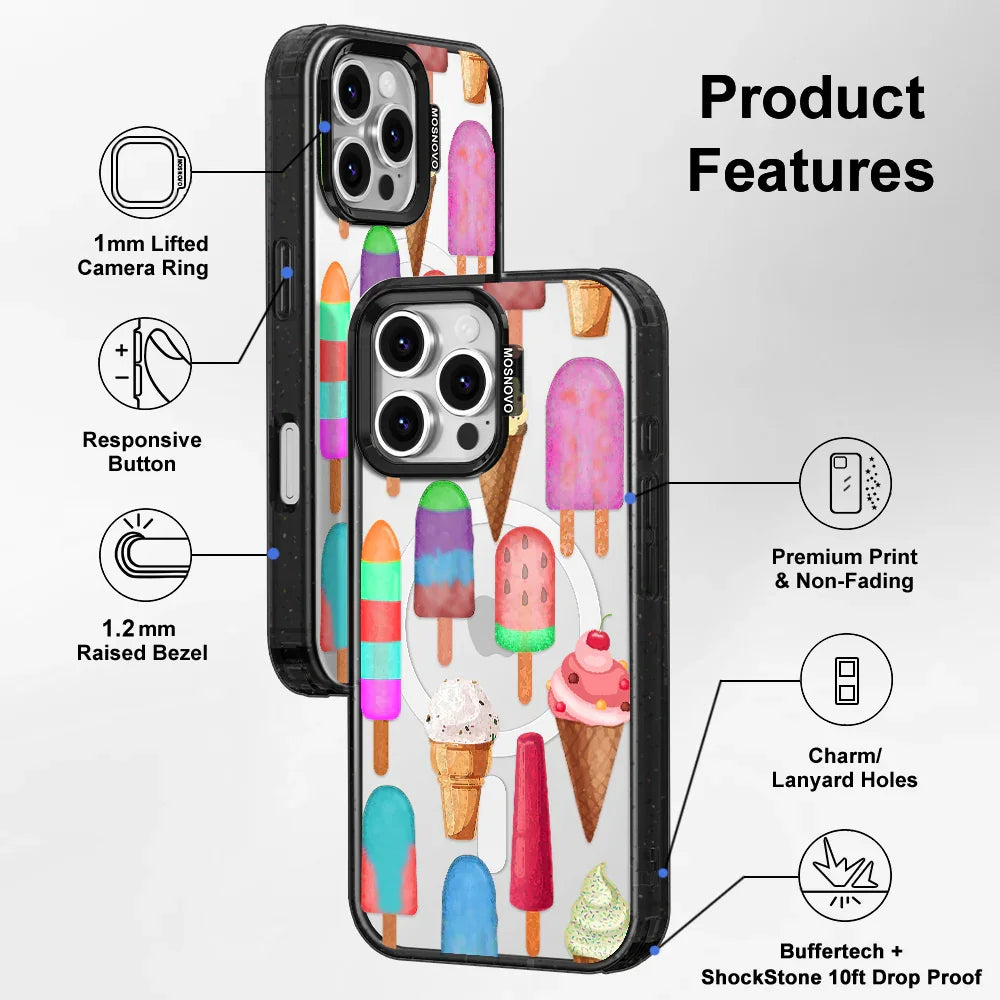 Ice Cream Phone Case - iPhone 16 Pro Max Case Clear Black ShockStone With MagSafe