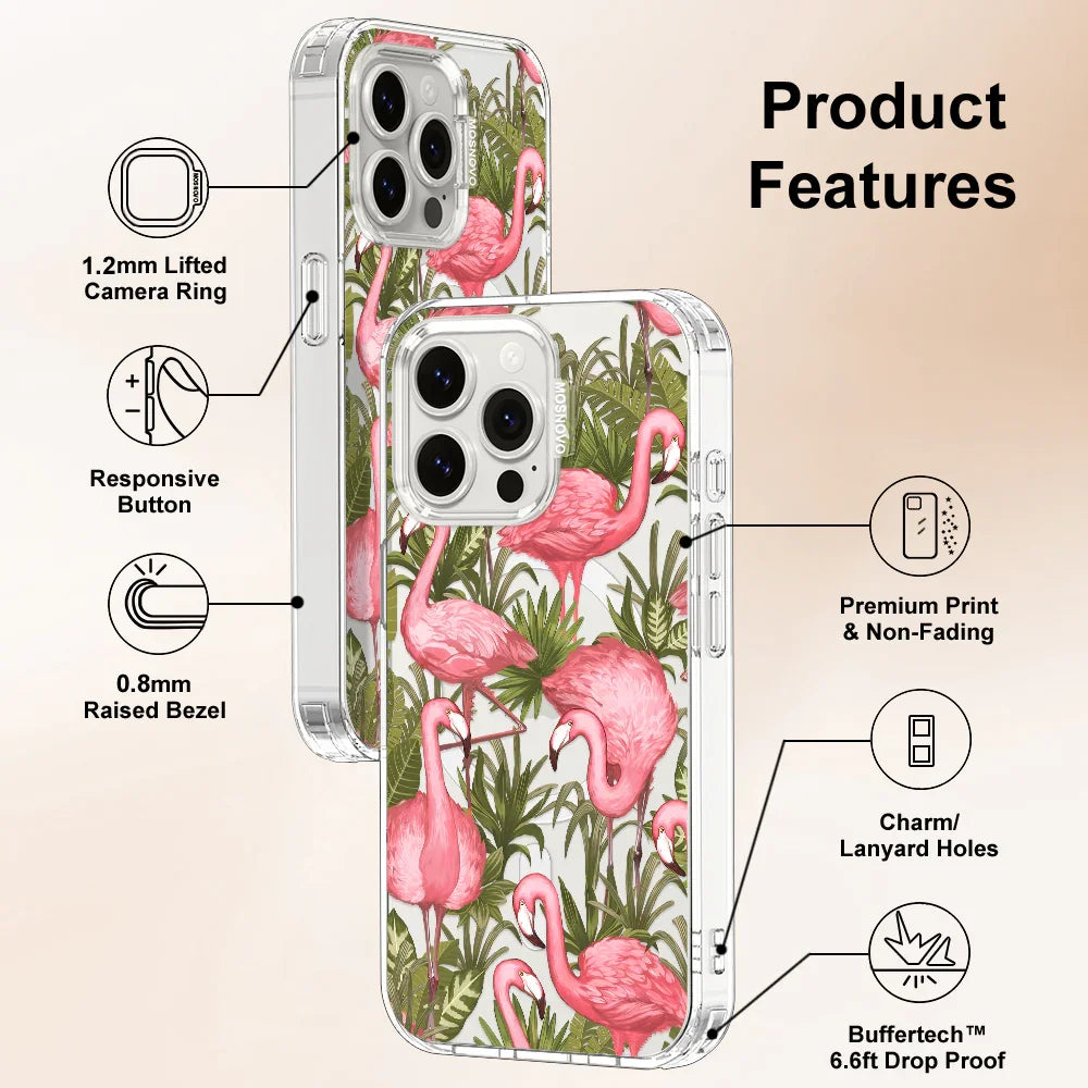 Flamingo Art Phone Case - iPhone 15 Pro Max Case Clear With MagSafe