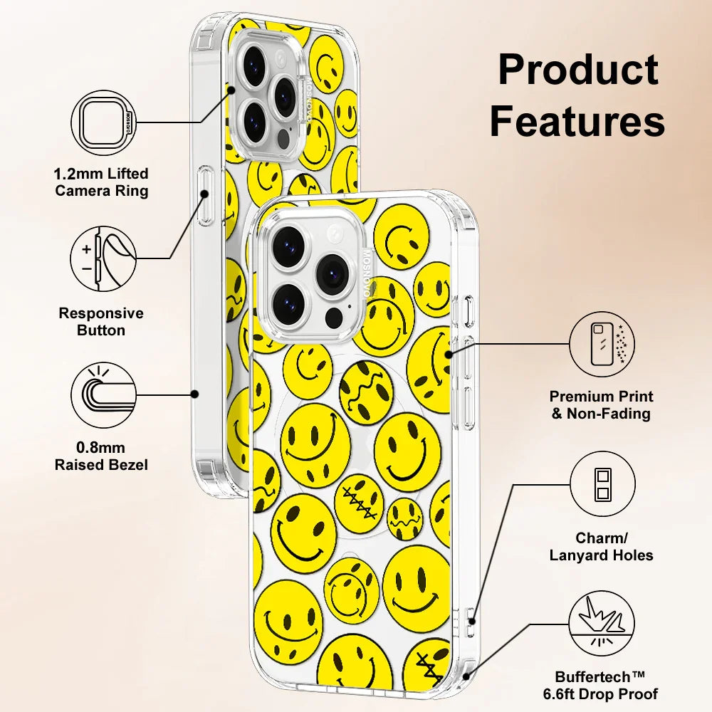 Smiley Face Phone Case - iPhone 14 Pro Max Case Clear With MagSafe