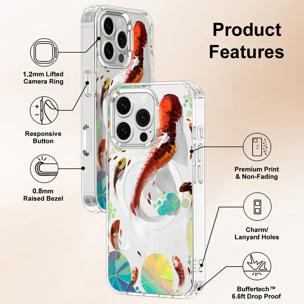 Koi Art Phone Case - iPhone 16 Pro Case Clear With MagSafe