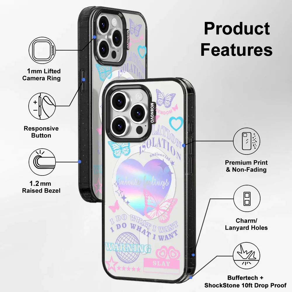 Intense Feeling Phone Case - iPhone 16 Pro Case Clear Black ShockStone With MagSafe