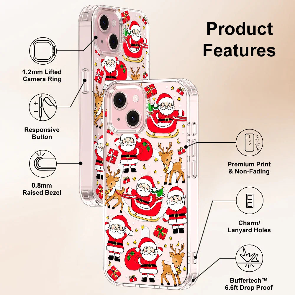 Cute Santa Claus Deer Phone Case - iPhone 15 Plus Case Clear With MagSafe