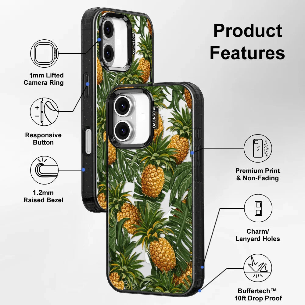 Pineapples Phone Case - iPhone 16 Case Clear Black ShockStone With MagSafe