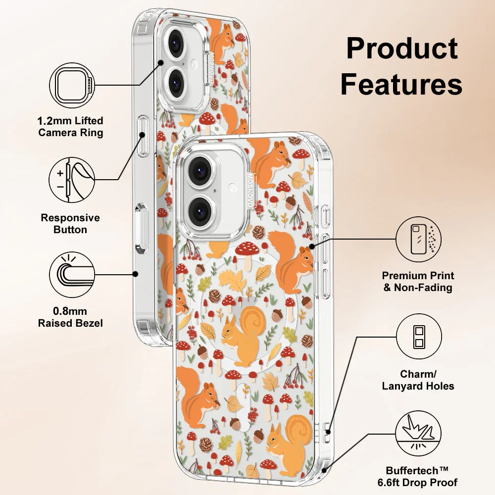 Autumn Squirrel Phone Case - iPhone 16 Plus Case Clear With MagSafe