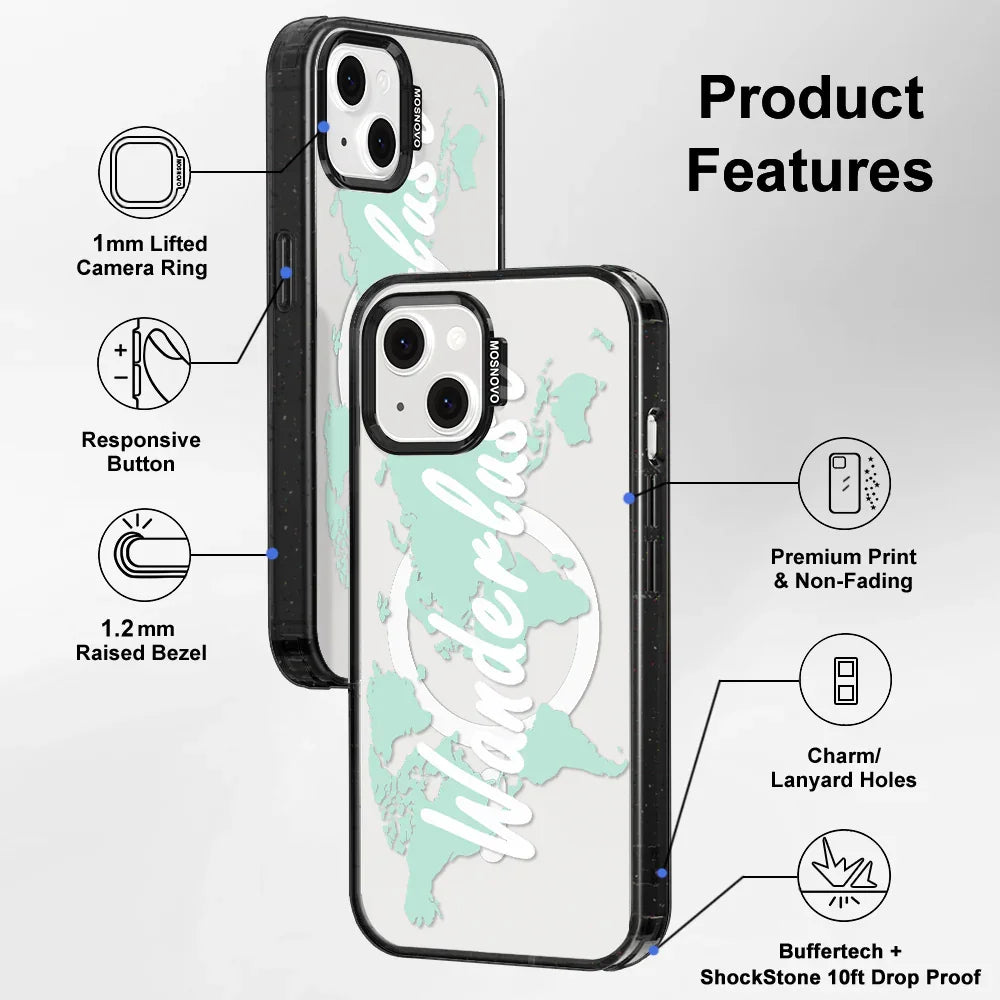 Wanderlust Phone Case - iPhone 13 Case Clear Black ShockStone With MagSafe