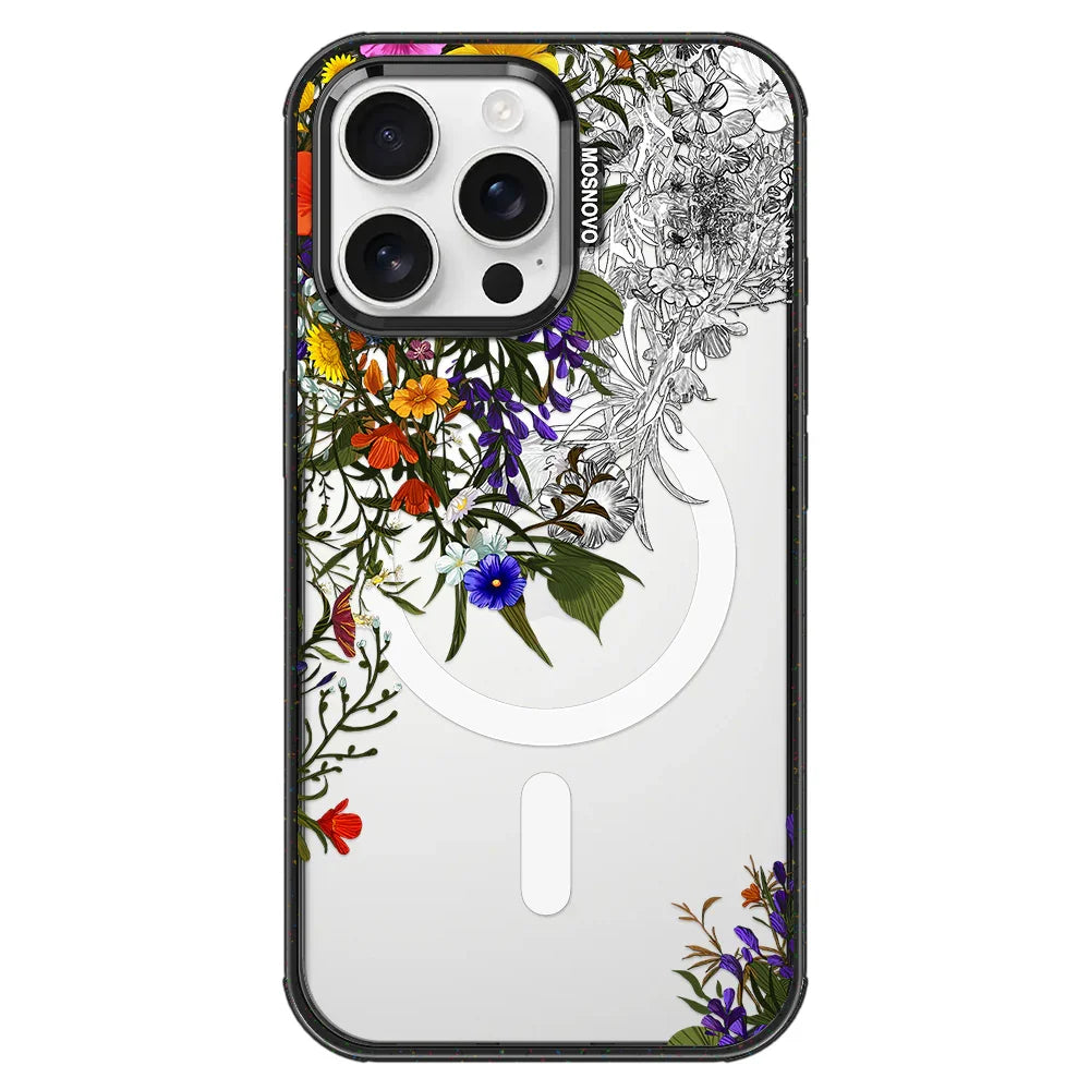 Spring Meadow Phone Case - iPhone 16 Pro Max Case Clear Black ShockStone With MagSafe