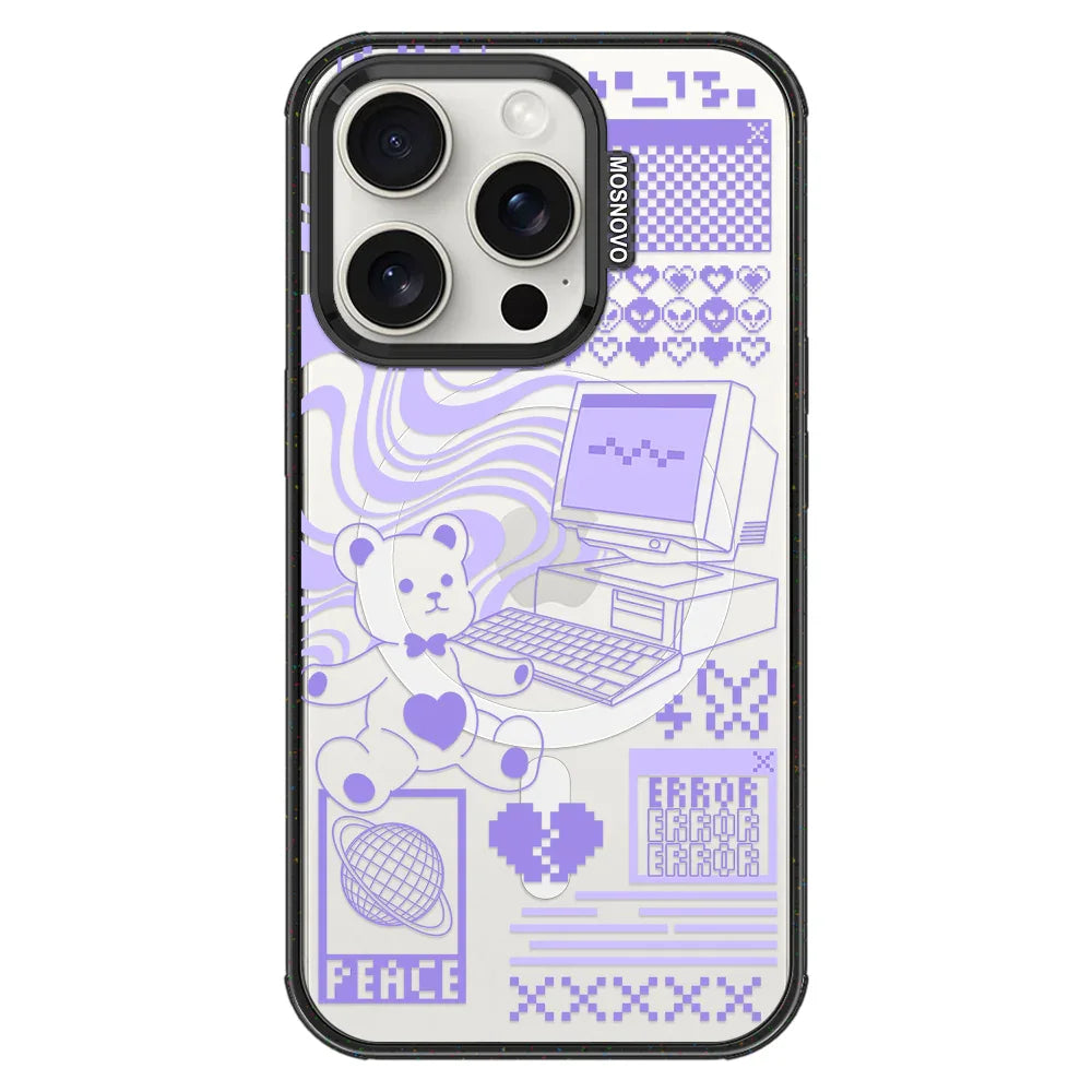 Y2K Aesthetic Phone Case - iPhone 15 Pro Case Clear Black ShockStone With MagSafe