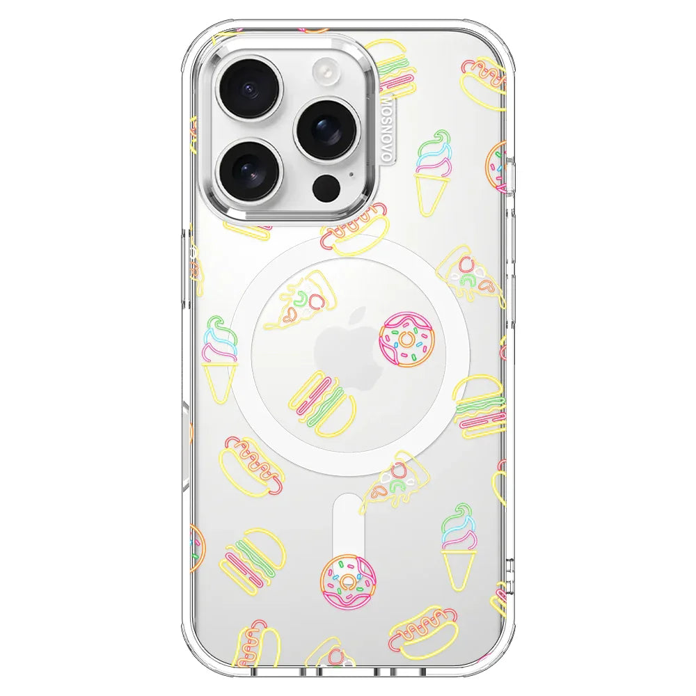 Neon Junk Food Phone Case - iPhone 16 Pro Case Clear With MagSafe