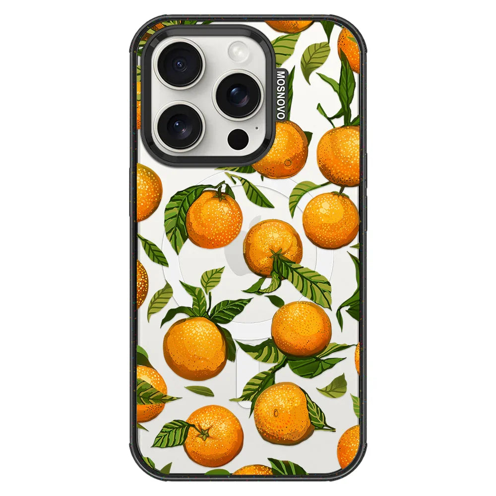 Tangerine Phone Case - iPhone 15 Pro Case Clear Black ShockStone With MagSafe