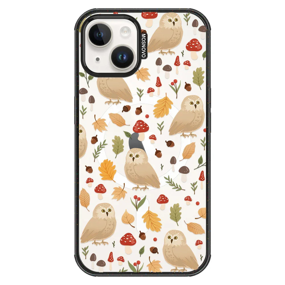 Autumn Owl Phone Case - iPhone 13 Case Clear Black ShockStone With MagSafe