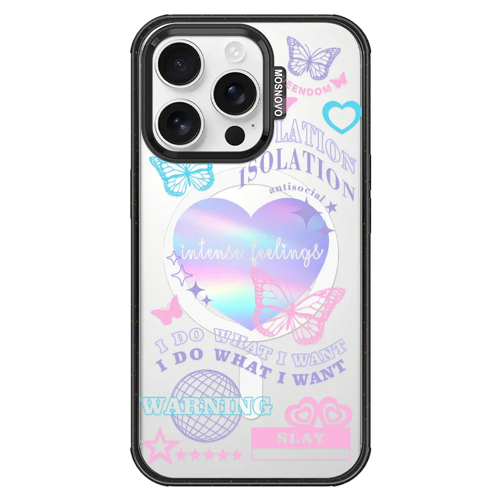 Intense Feeling Phone Case - iPhone 16 Pro Case Clear Black ShockStone With MagSafe