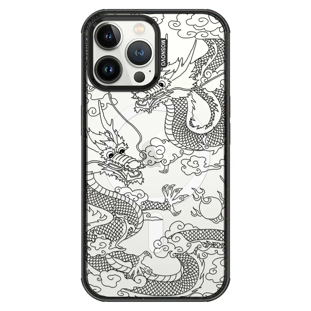 Black Dragon Phone Case - iPhone 13 Pro Max Case Clear Black ShockStone With MagSafe