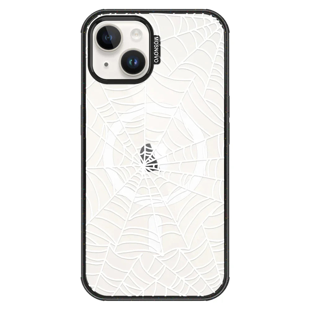 Spider Web Phone Case - iPhone 13 Case Clear Black ShockStone With MagSafe