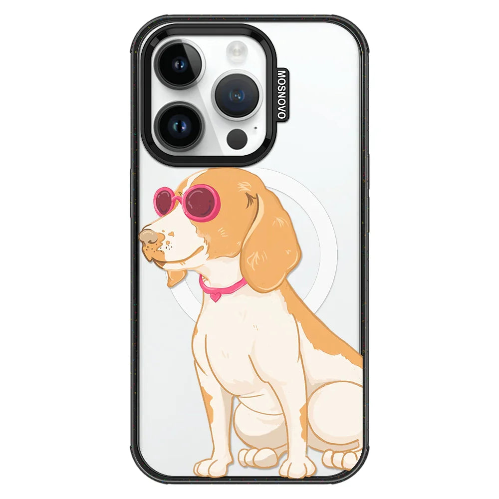 Cute Beagle Phone Case - iPhone 14 Pro Case Clear Black ShockStone With MagSafe