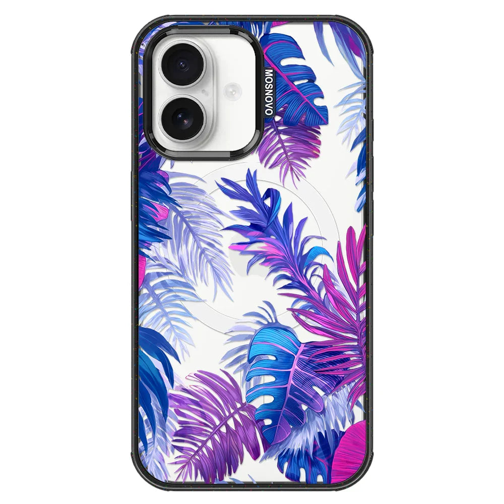 Fancy Palm Leaf Phone Case - iPhone 16 Case Clear Black ShockStone With MagSafe