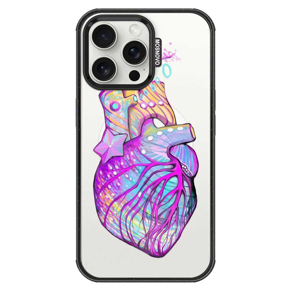 Art of Heart Phone Case - iPhone 15 Pro Max Case Clear Black ShockStone With MagSafe