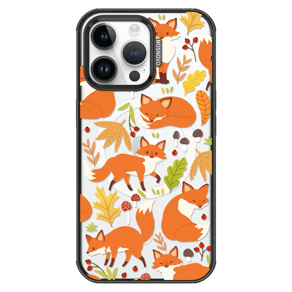 Autumn Fox Phone Case - iPhone 14 Pro Max Case Clear Black ShockStone With MagSafe