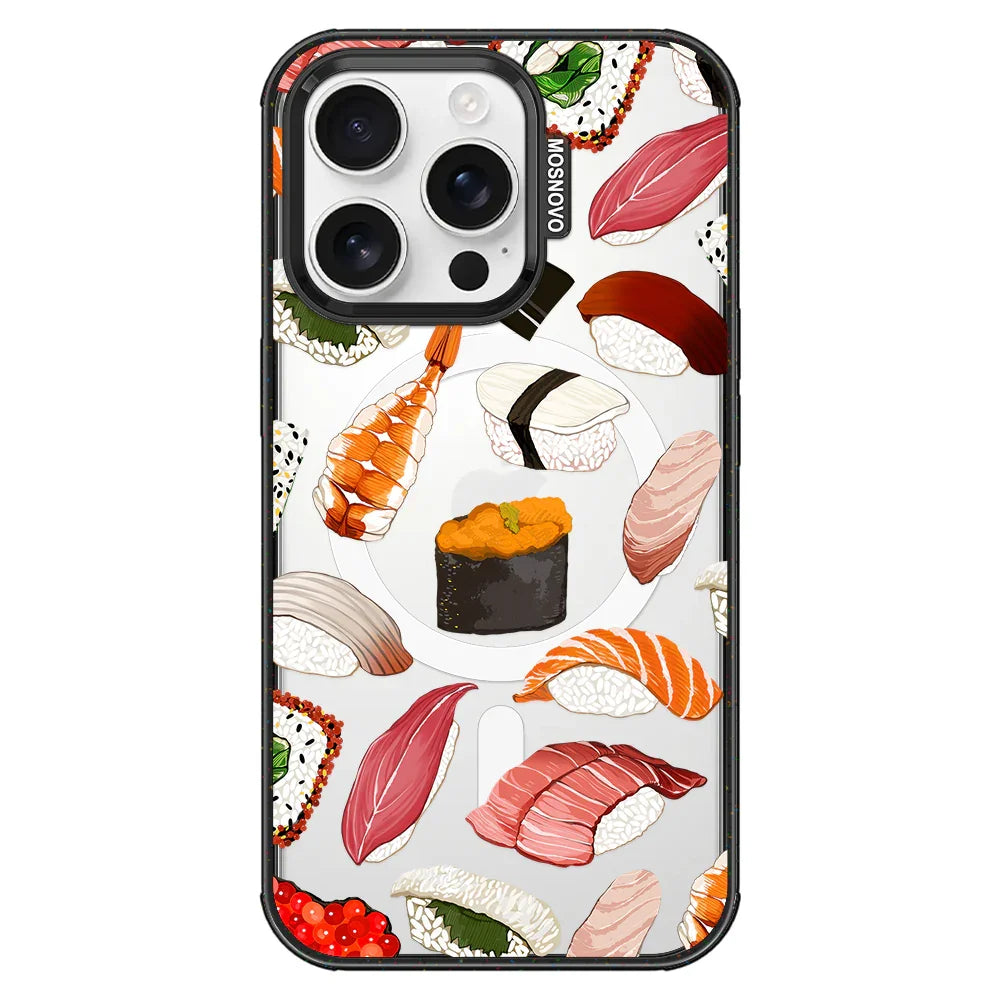 Sushi Phone Case - iPhone 16 Pro Case Clear Black ShockStone With MagSafe