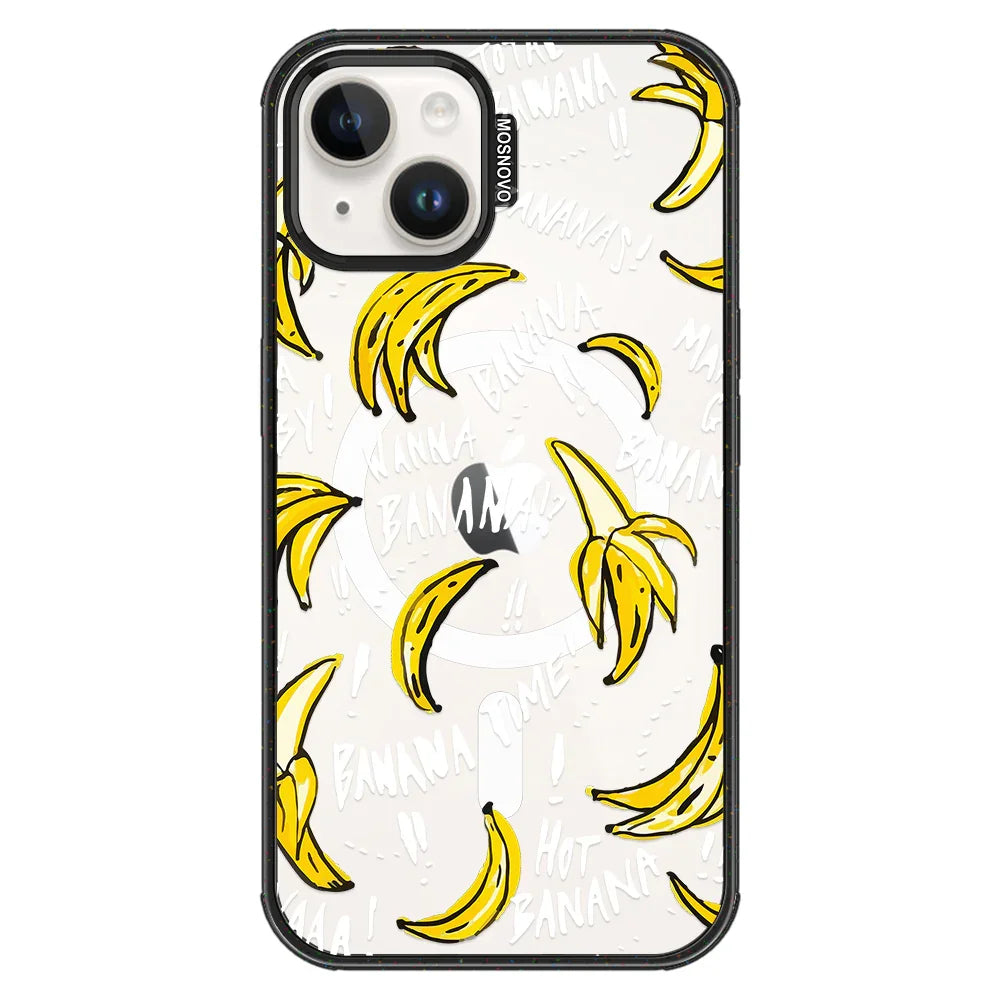 Banana Banana Phone Case - iPhone 14 Plus Case Clear Black ShockStone With MagSafe