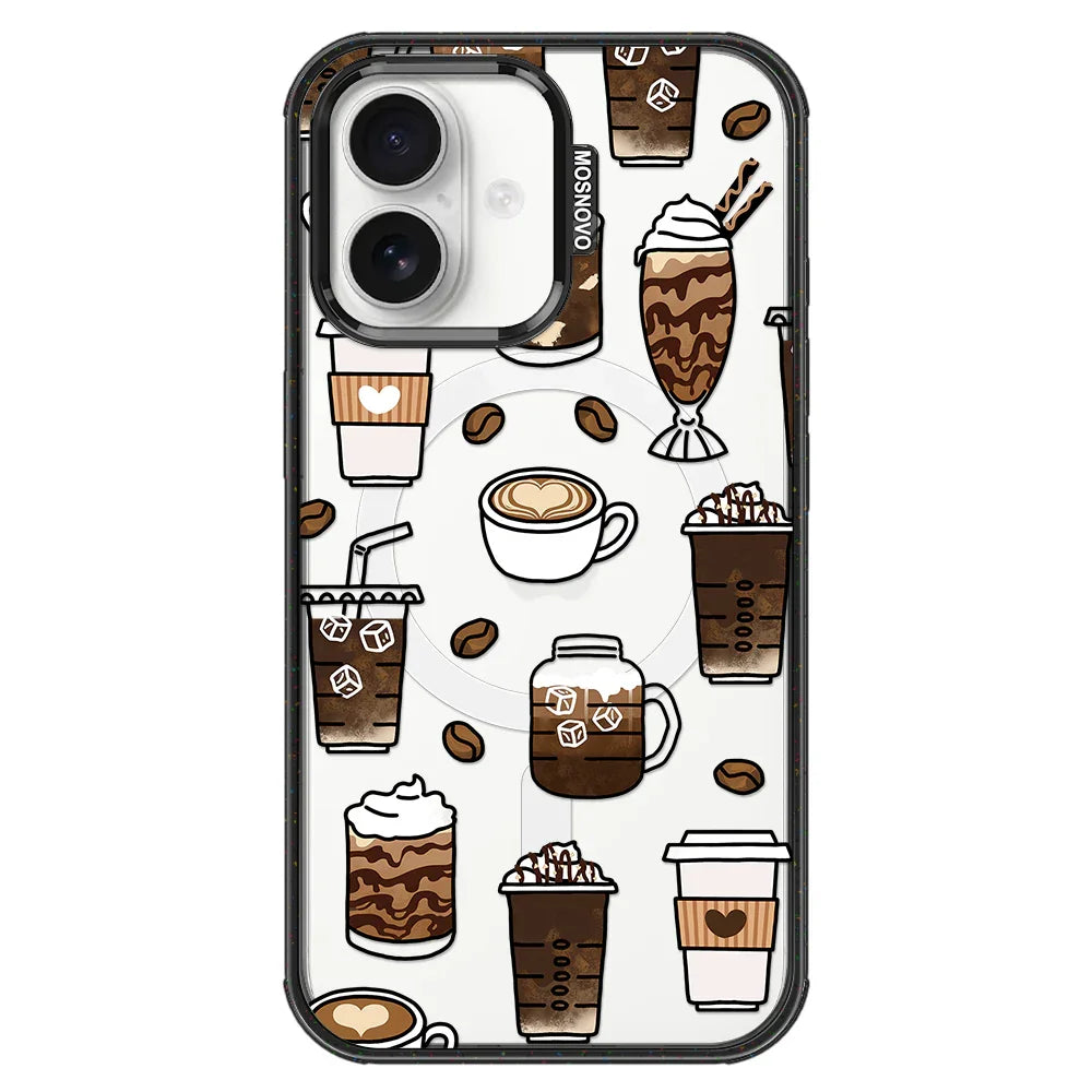Coffee Phone Case - iPhone 16 Case Clear Black ShockStone With MagSafe