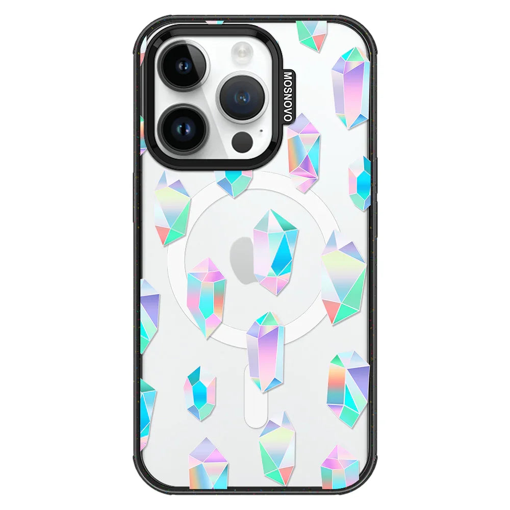 Crystal Gradient Diamond Phone Case - iPhone 14 Pro Case Clear Black ShockStone With MagSafe